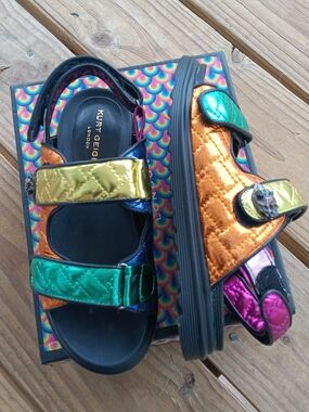 Kurt Geiger Kids Multicolor Quilted Metallic Strap Sandals
